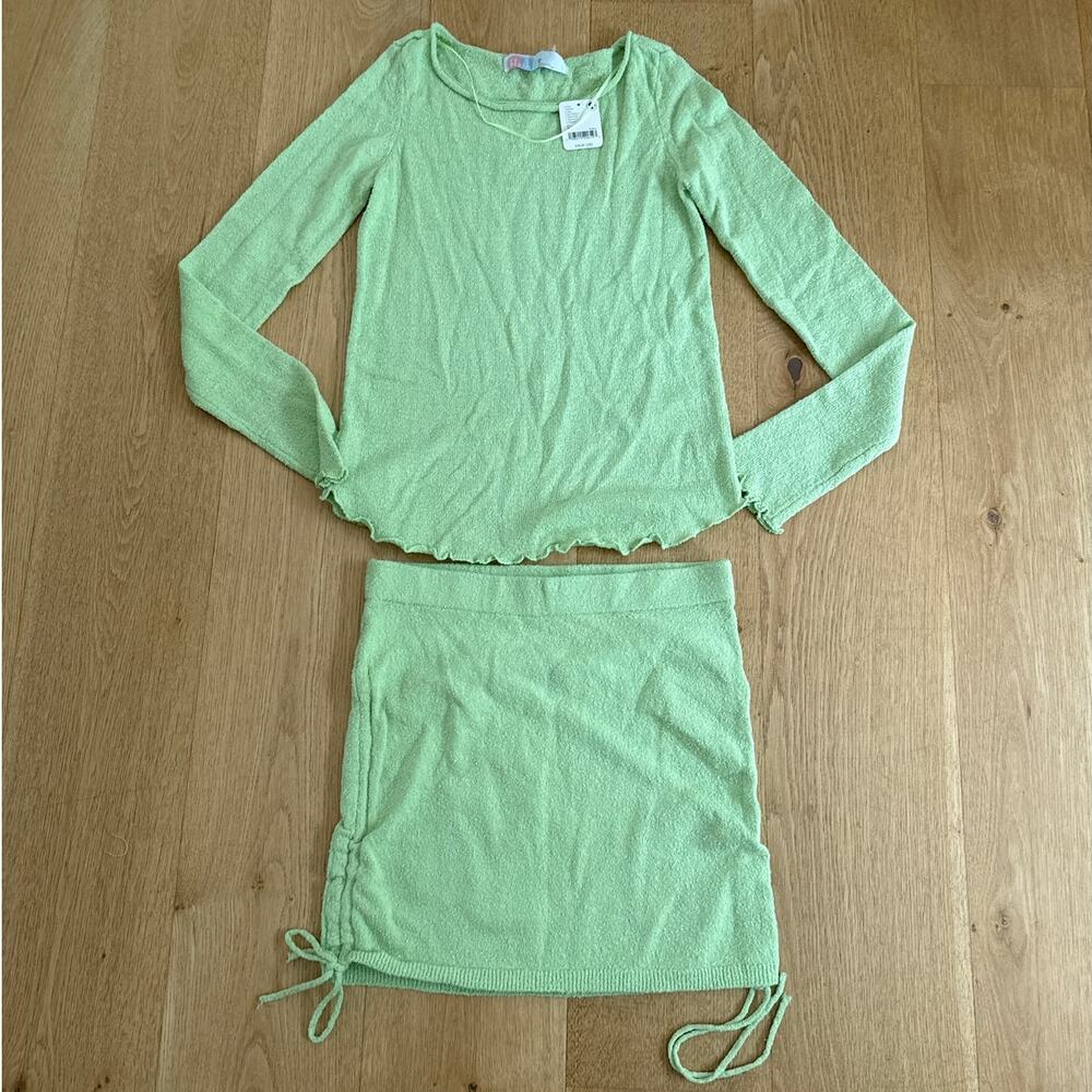 Free People Co-Ord Sweater & Mini Skirt Cabo Size XS Green